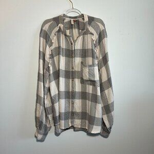 Anthropologie Pilcro plaid long sleeve button down top.  Size XL
